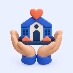 Nonprofit: hands holding a community building