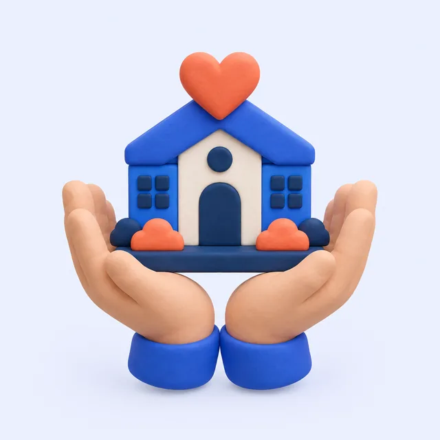 Nonprofit: hands holding a community building