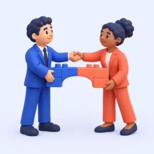 Partnership: two business partners shaking hands