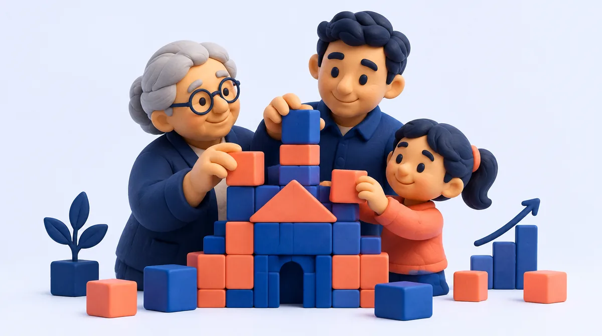 Three generations building a family business from blocks