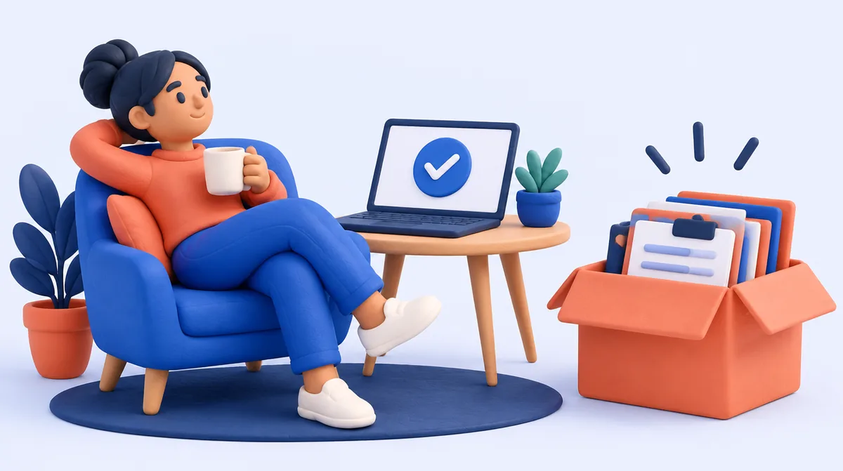 A relaxed business owner as formation documents arrive in a box
