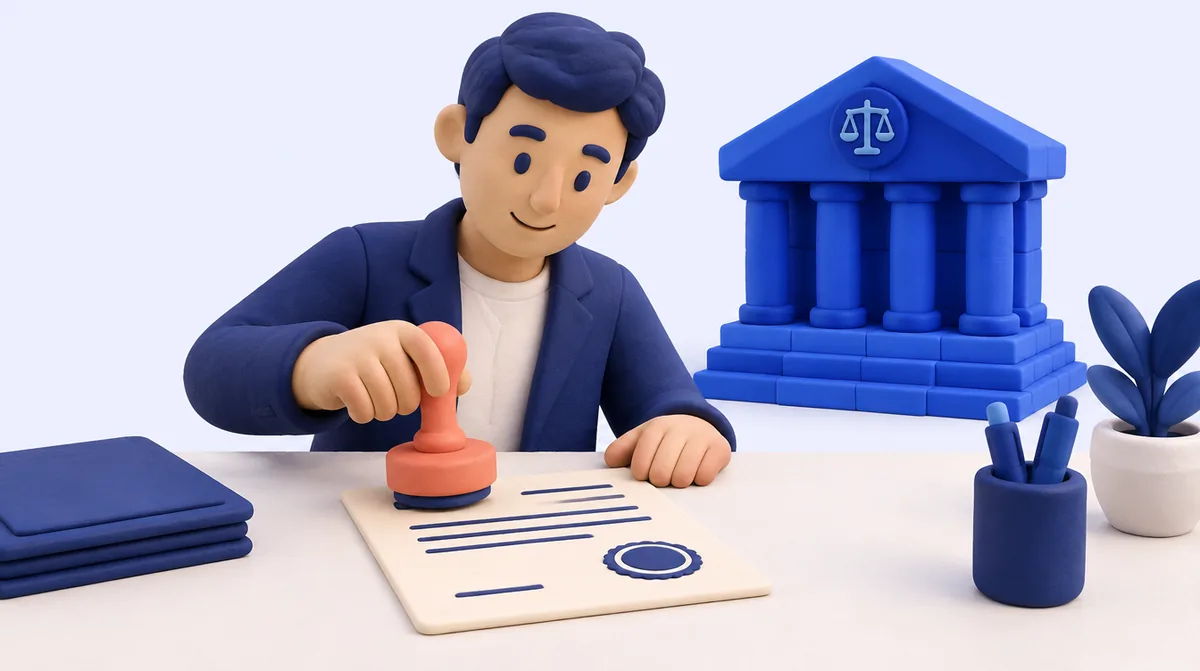 A founder stamping an official document
